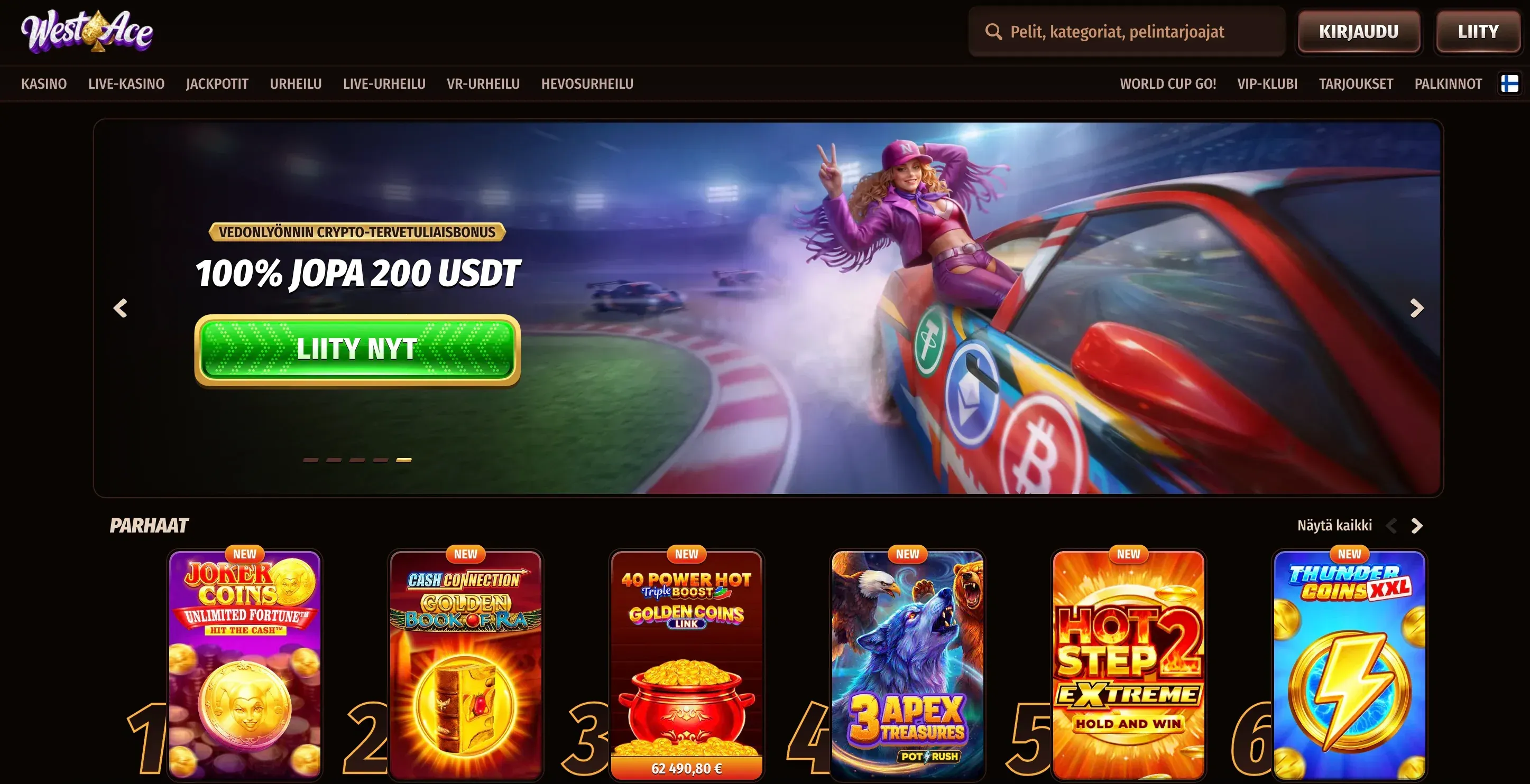 WestAce casino kotisivu